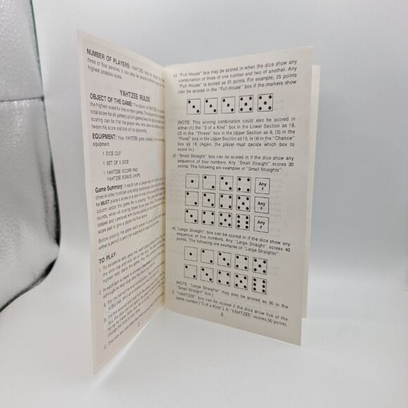 MB Yahtzee Score Pad Sheets 1975 Board Game Replacement Piece Vintage Rules - Picture 8 of 8